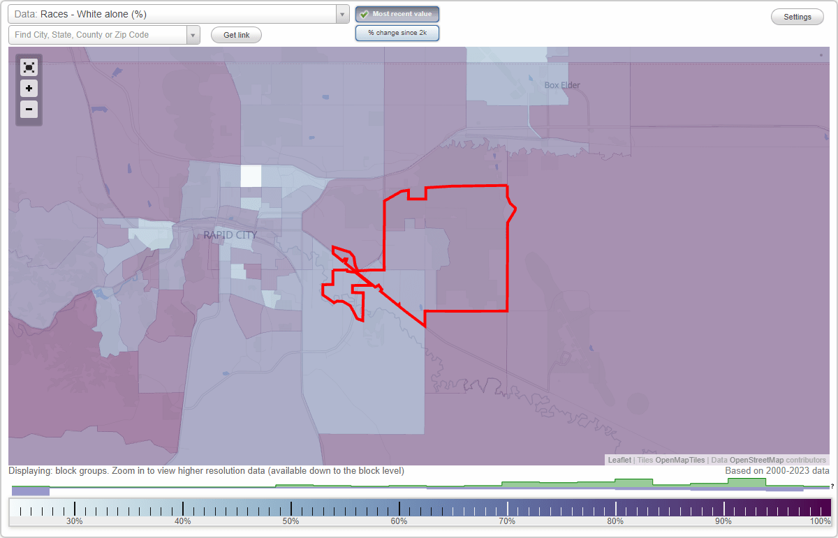Races in Rapid Valley, South Dakota (SD) White, Black, Hispanic, Asian