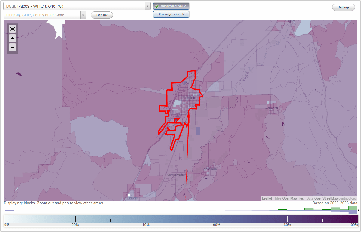 Races in Richfield, Utah (UT) White, Black, Hispanic, Asian