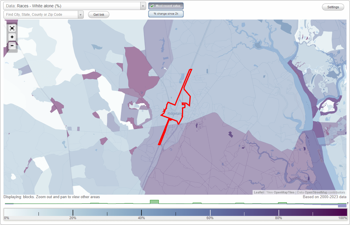 Races in Ridgeland, South Carolina (SC) White, Black, Hispanic, Asian