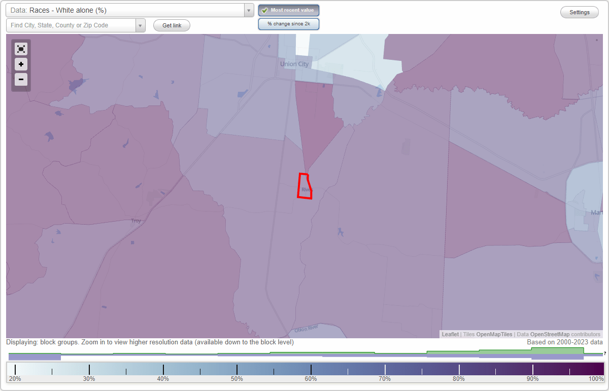 Races in Rives, Tennessee (TN) White, Black, Hispanic, Asian