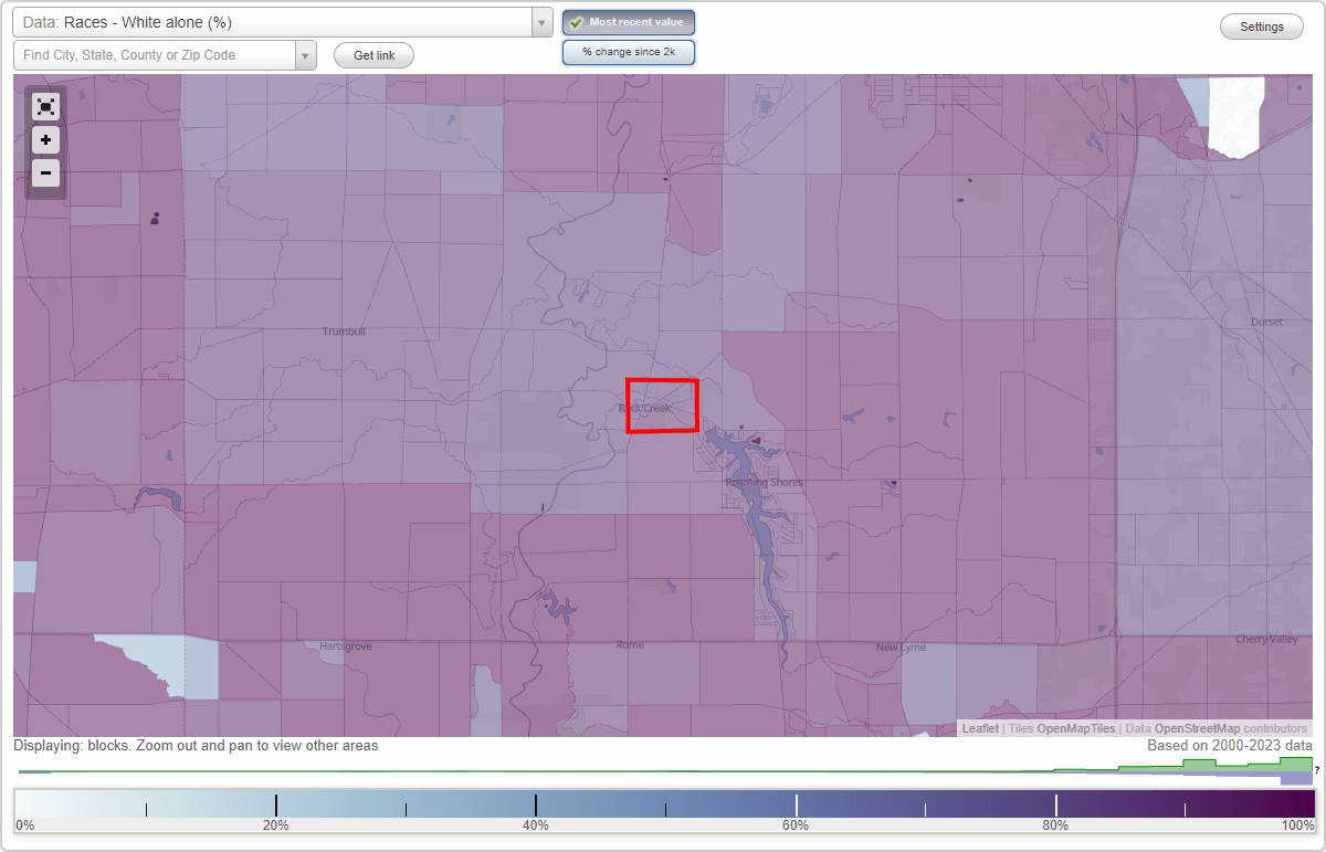 Races in Rock Creek, Ohio (OH) White, Black, Hispanic, Asian