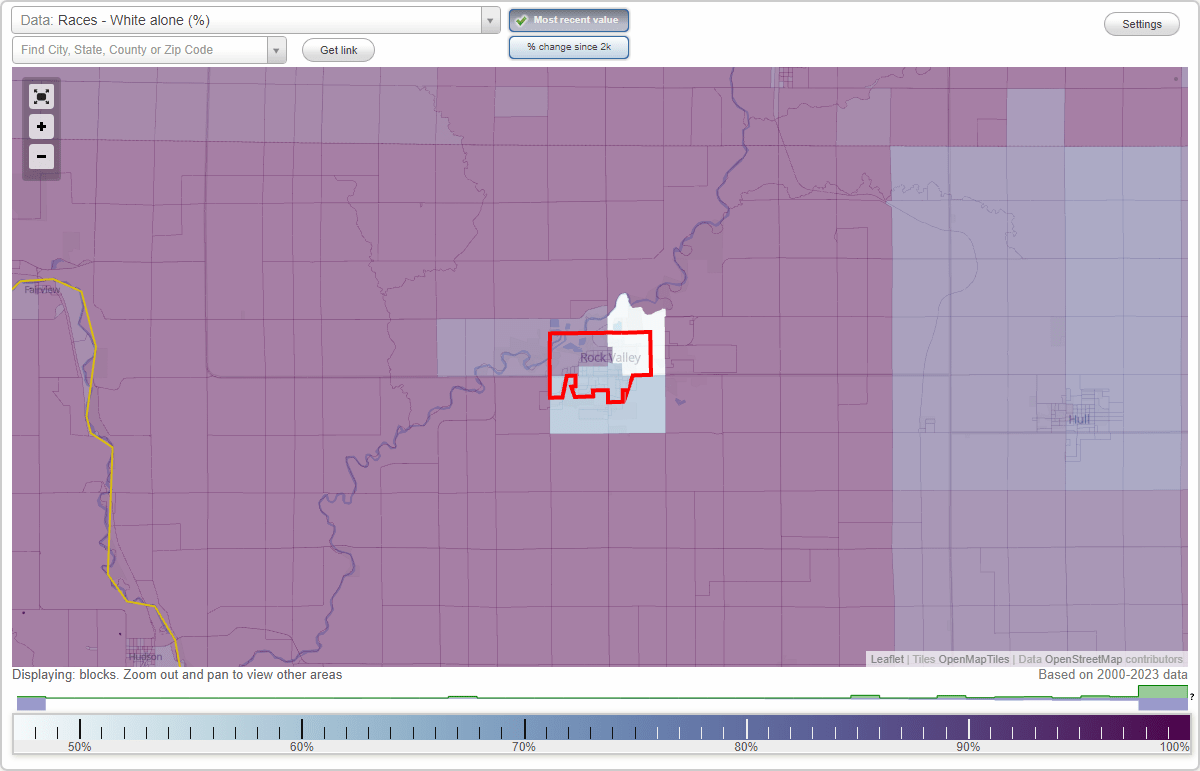 Races in Rock Valley, Iowa (IA) White, Black, Hispanic, Asian