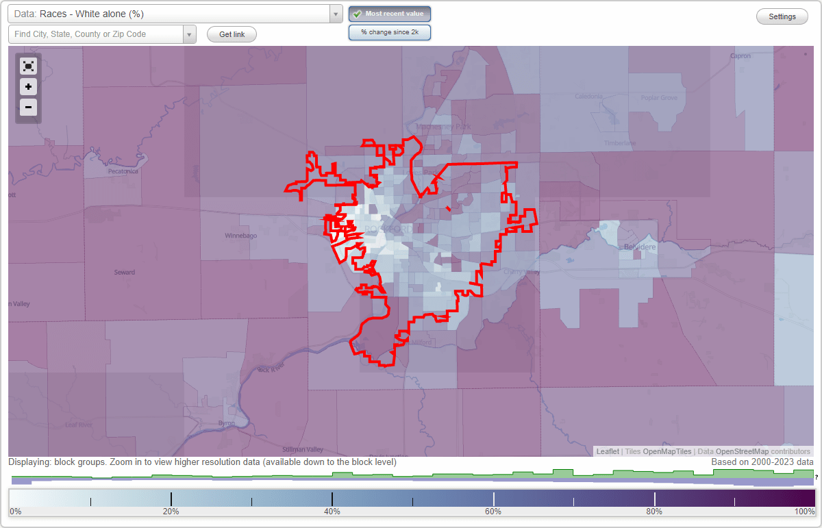 Races in Rockford, Illinois (IL) White, Black, Hispanic, Asian