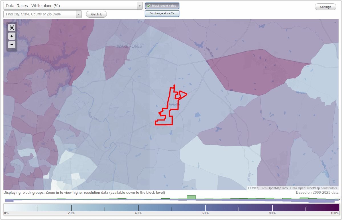 Races in Rolesville, North Carolina (NC) White, Black, Hispanic, Asian