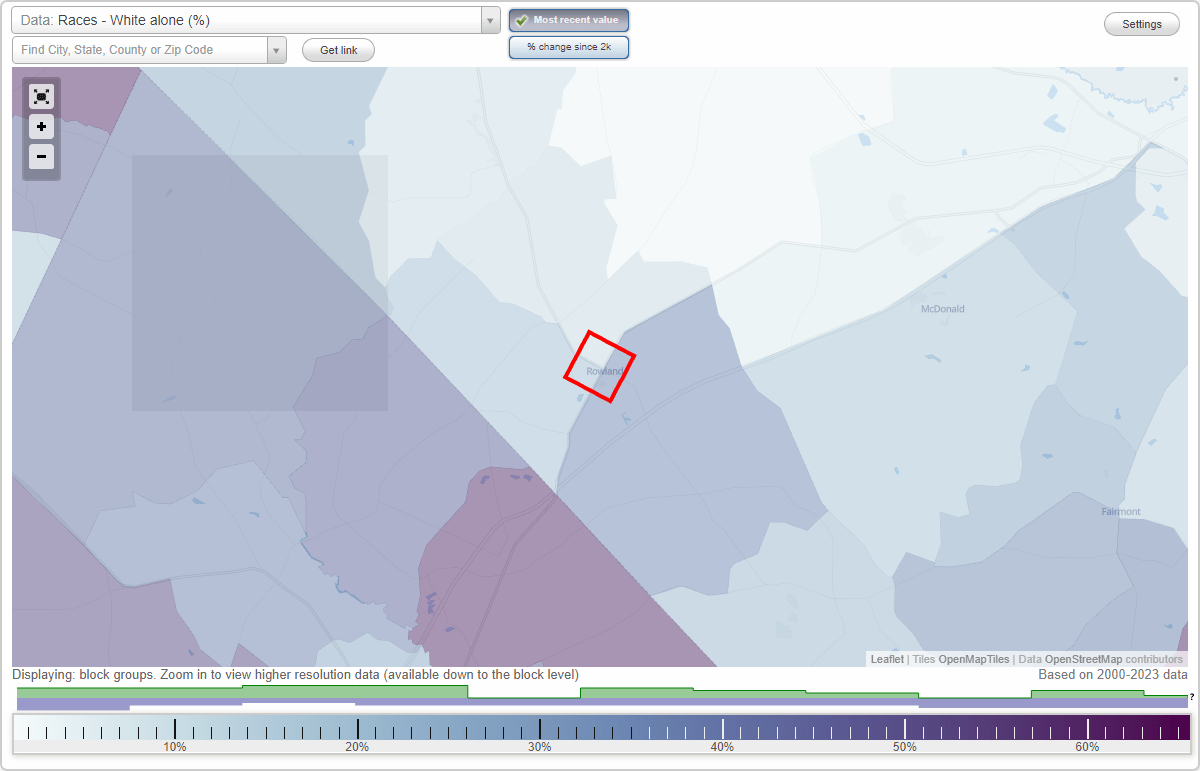 Races in Rowland, North Carolina (NC) White, Black, Hispanic, Asian