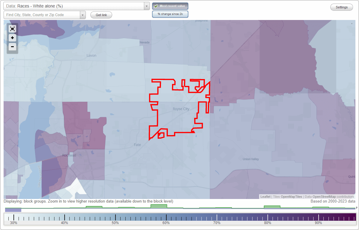 Races in Royse City, Texas (TX) White, Black, Hispanic, Asian