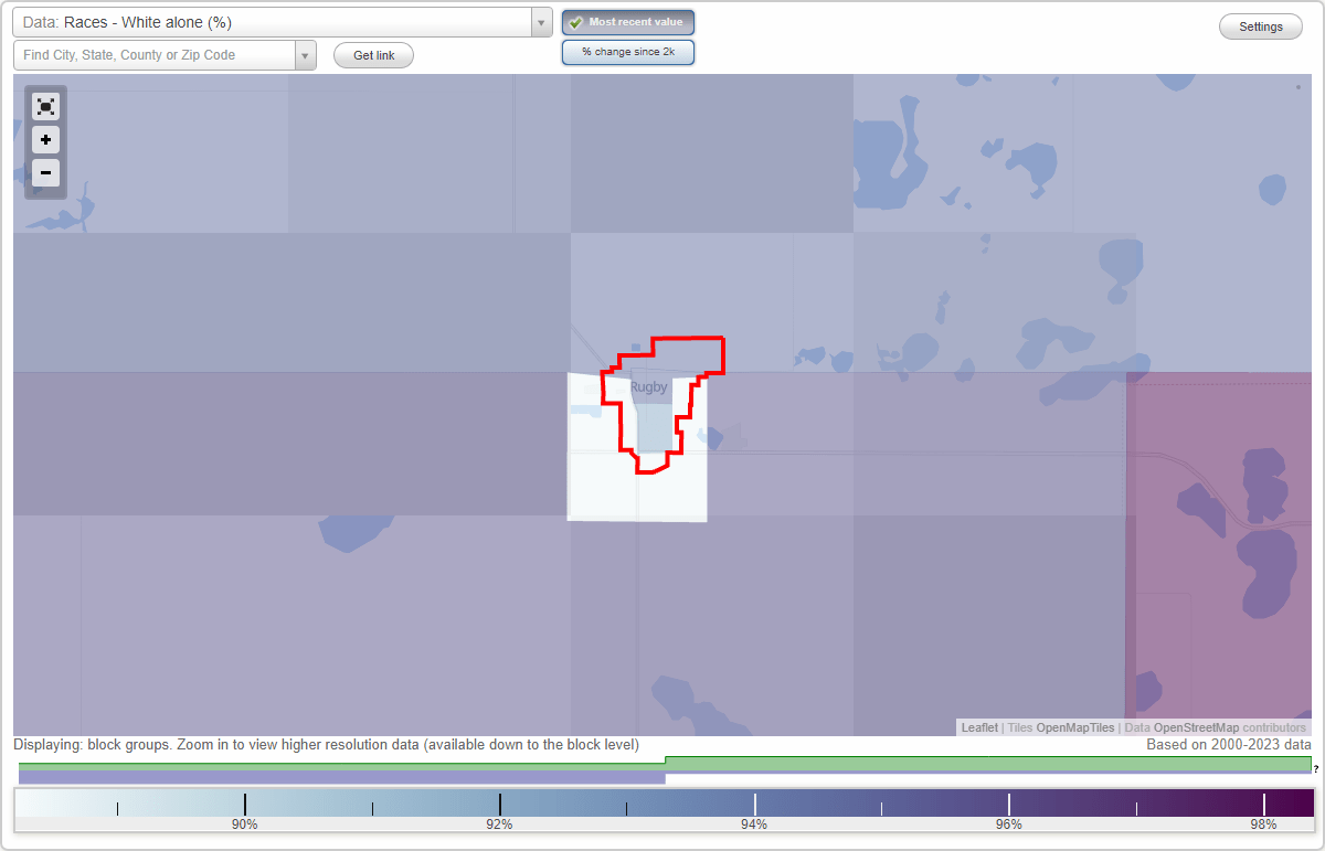 Races in Rugby, North Dakota (ND) White, Black, Hispanic, Asian