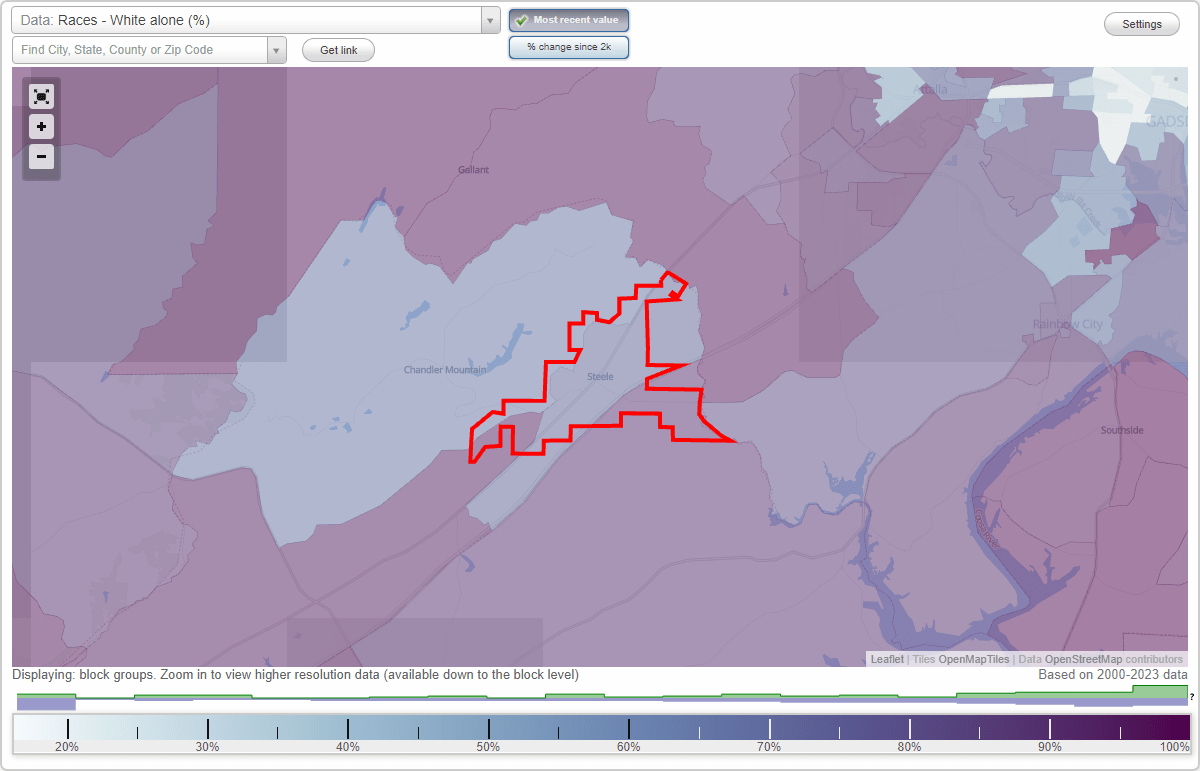 Races in Steele, Alabama (AL) White, Black, Hispanic, Asian