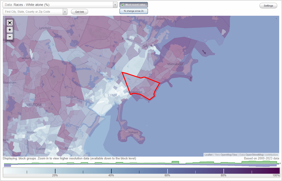 Races in Swampscott, Massachusetts (MA) White, Black, Hispanic, Asian. Ancestries, Foreignborn