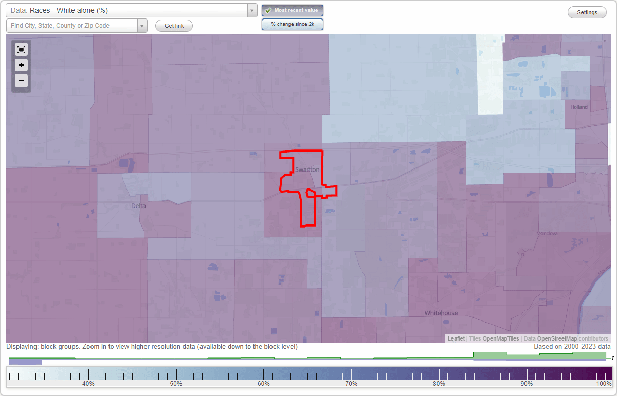 Races in Swanton, Ohio (OH) White, Black, Hispanic, Asian. Ancestries