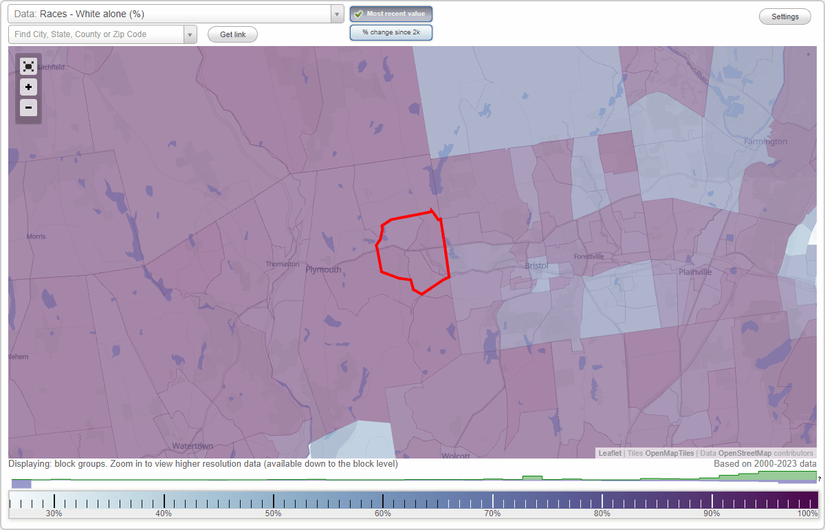 Races in Terryville, Connecticut (CT) White, Black, Hispanic, Asian. Ancestries, Foreignborn