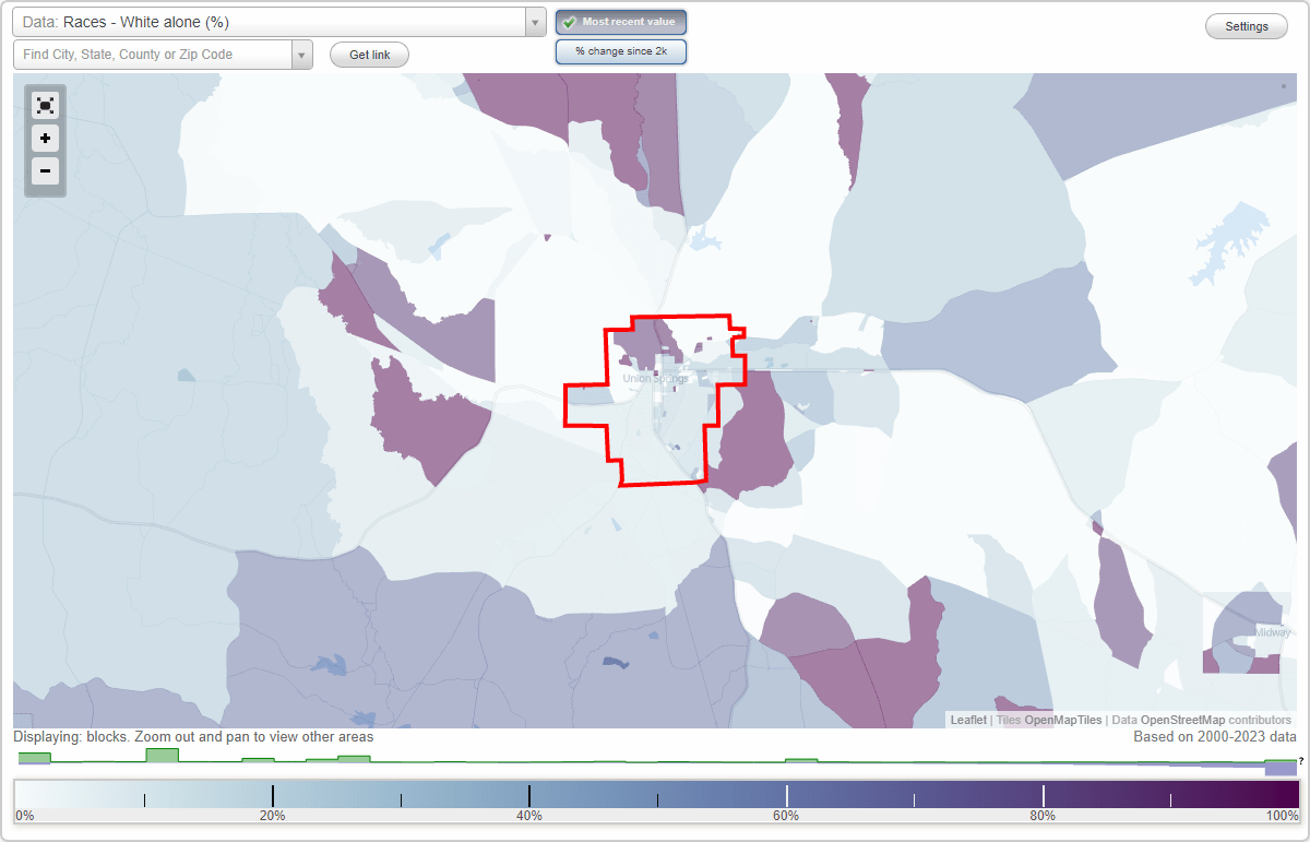Races in Union Springs, Alabama (AL) White, Black, Hispanic, Asian