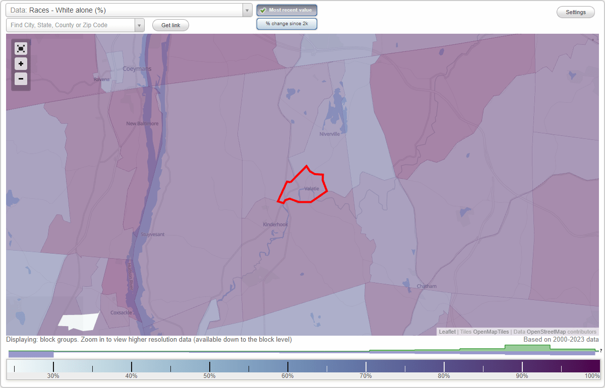 Races in Valatie, New York (NY) White, Black, Hispanic, Asian
