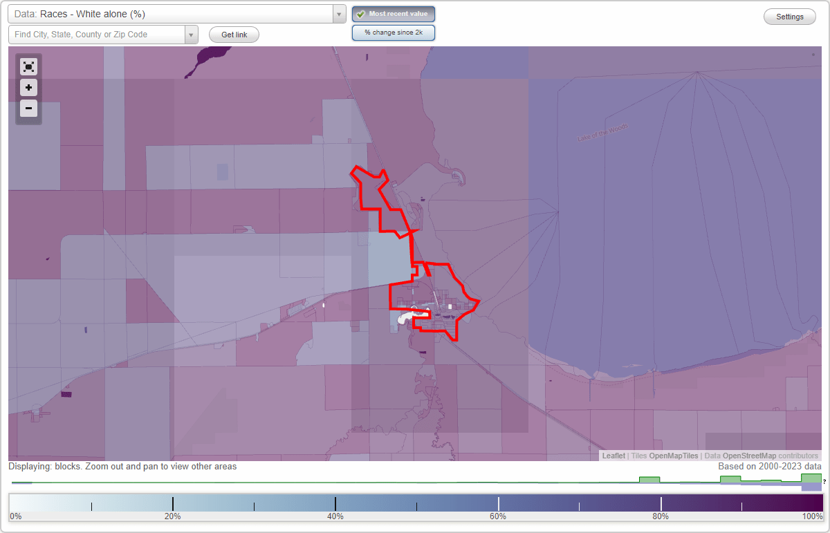 Races in Warroad, Minnesota (MN) White, Black, Hispanic, Asian