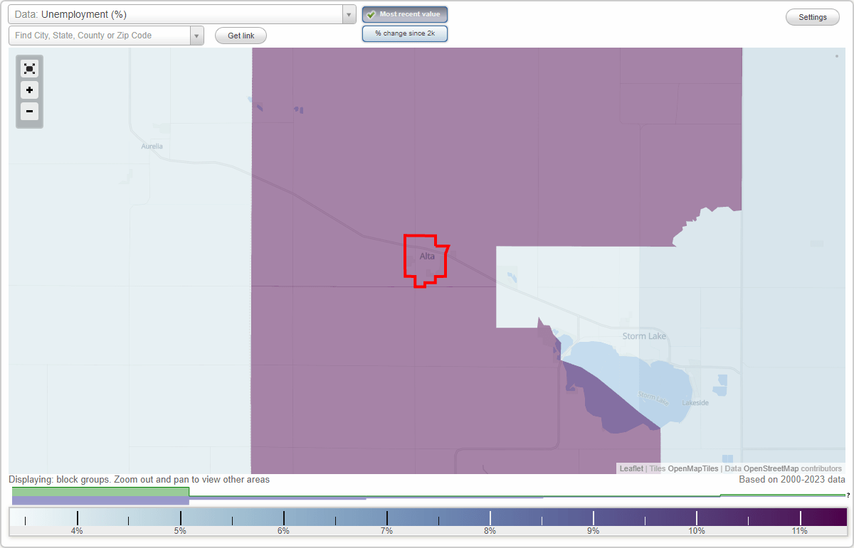 Work and Jobs in Alta, Iowa (IA) Detailed Stats Occupations, Industries, Unemployment, Workers