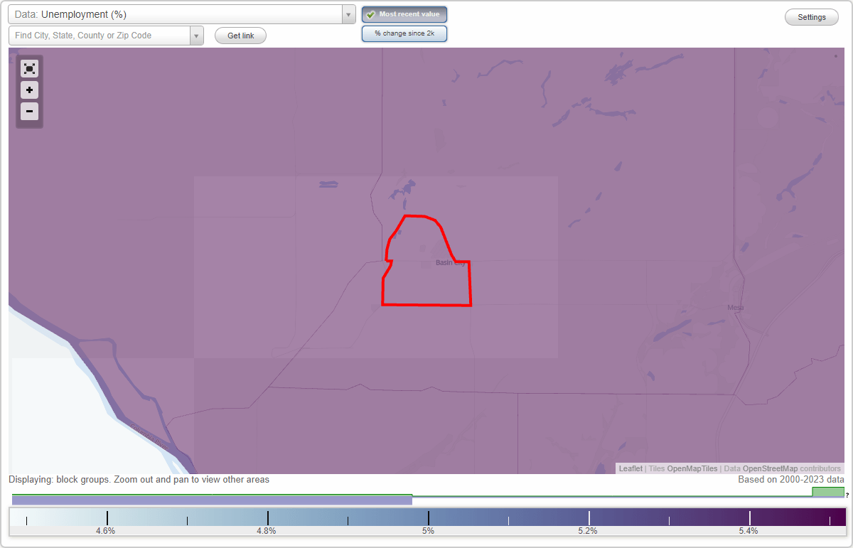 Work and Jobs in Basin City, Washington (WA) Detailed Stats