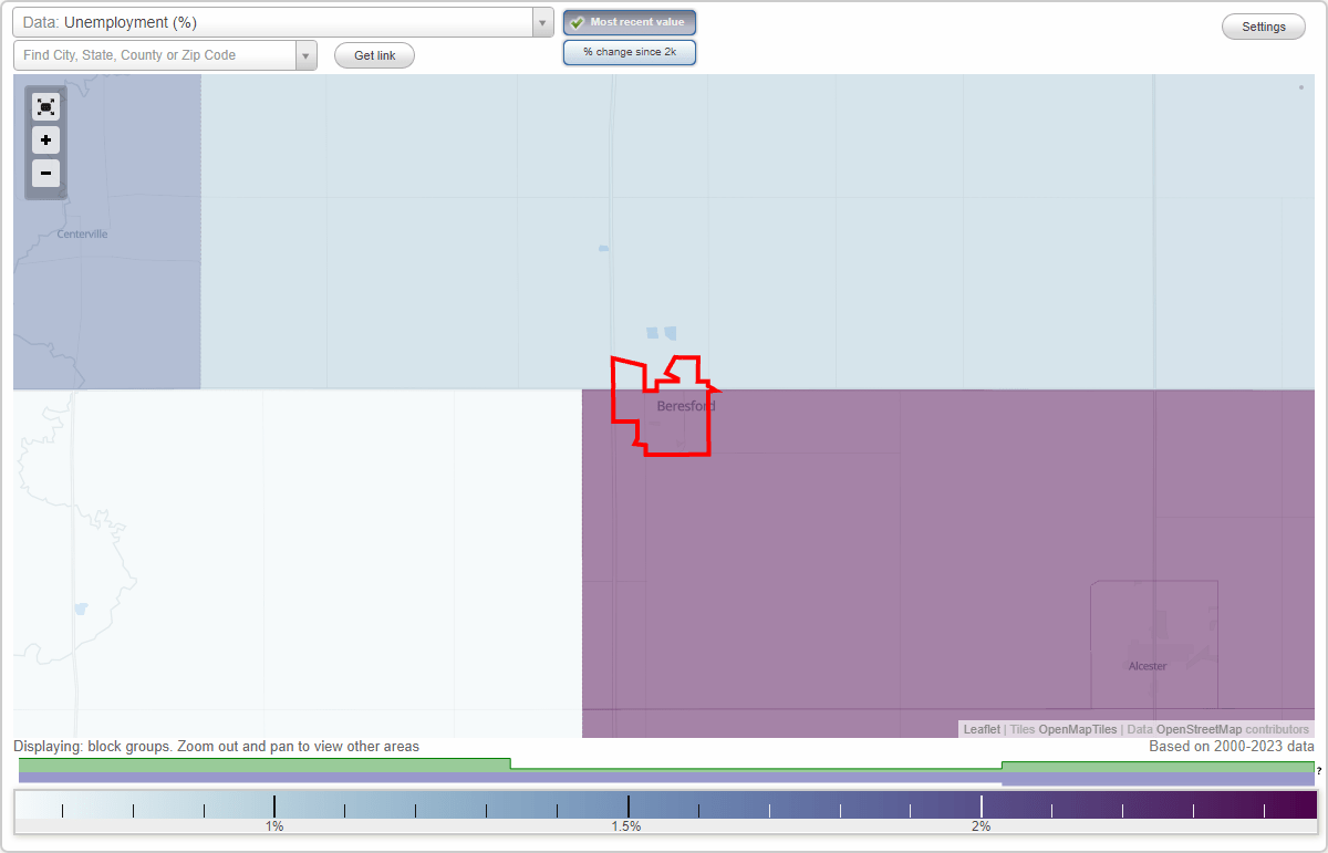 Work and Jobs in Beresford, South Dakota (SD) Detailed Stats