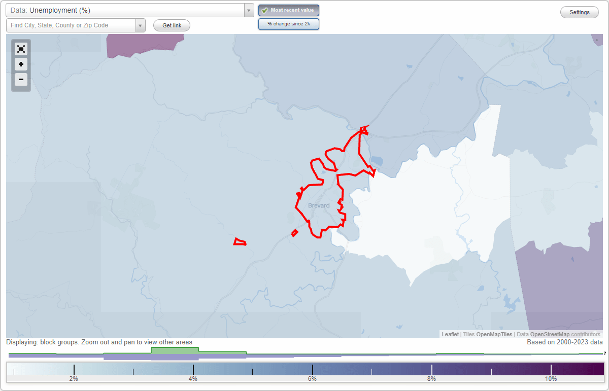 Work and Jobs in Brevard, North Carolina (NC) Detailed Stats