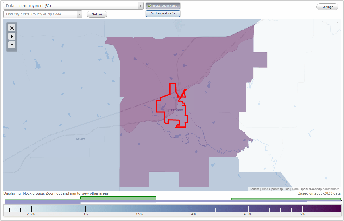Work and Jobs in Bristow, Oklahoma (OK) Detailed Stats Occupations, Industries, Unemployment