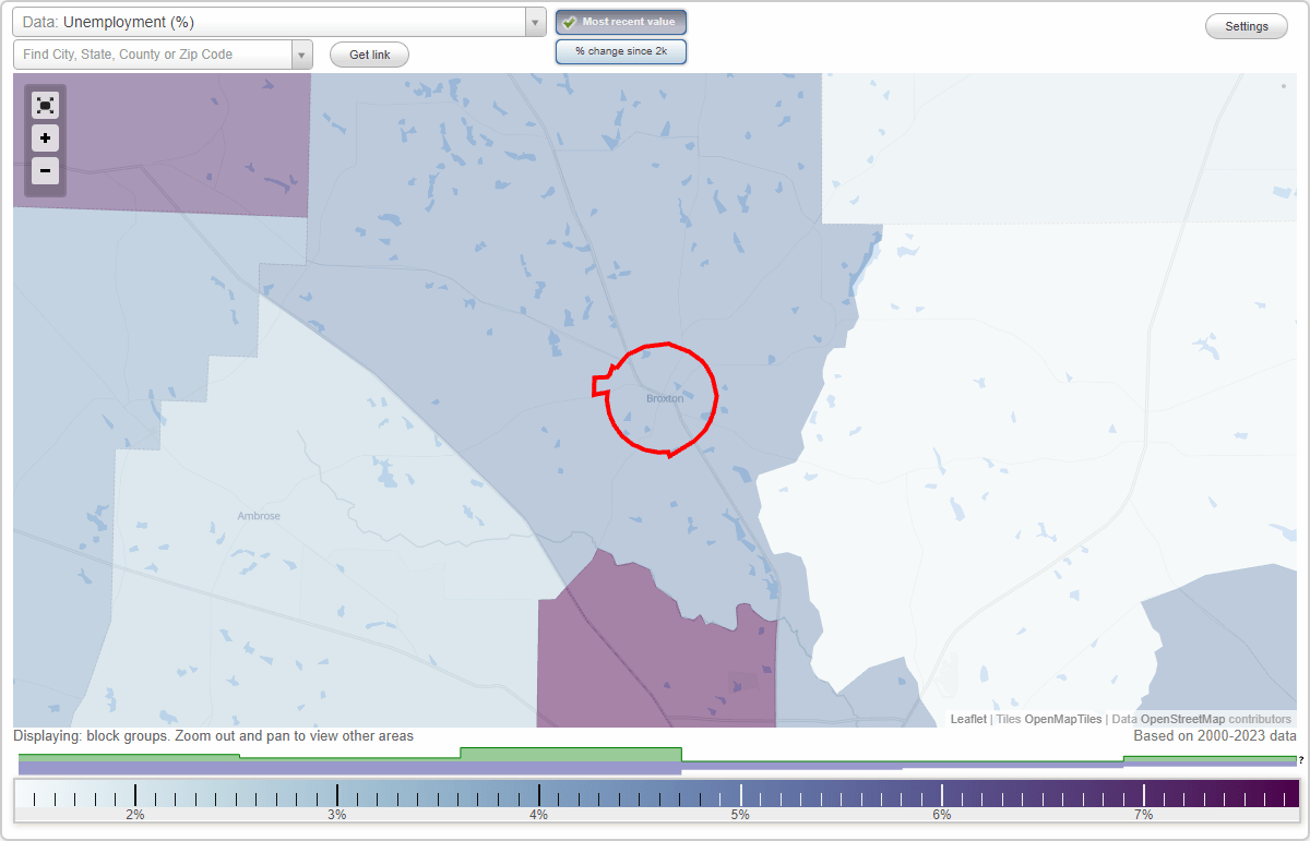 Work and Jobs in Broxton, (GA) Detailed Stats Occupations