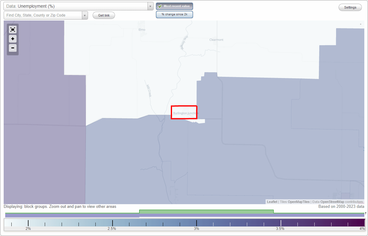 Work and Jobs in Burlington Junction, Missouri (MO) Detailed Stats
