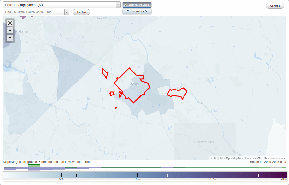 Work and Jobs in Clayton, North Carolina (NC) Detailed Stats