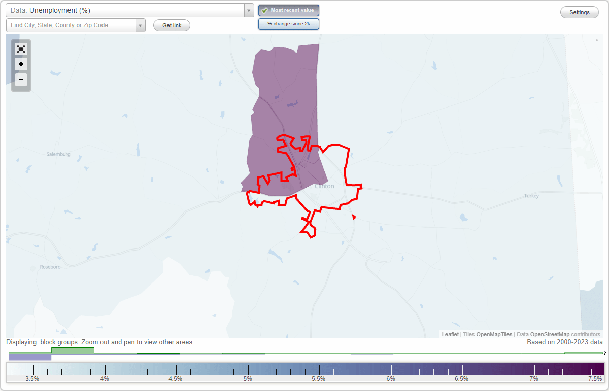 Work and Jobs in Clinton, North Carolina (NC) Detailed Stats
