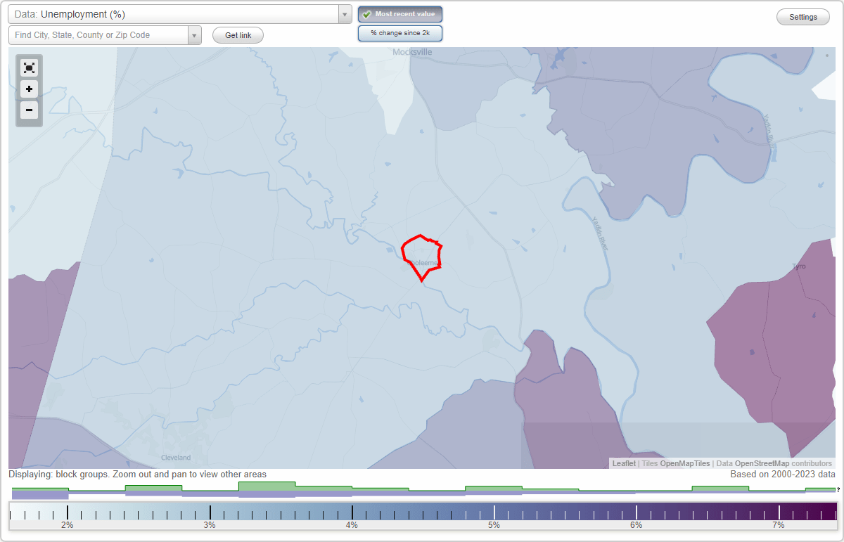 Work and Jobs in Cooleemee, North Carolina (NC) Detailed Stats