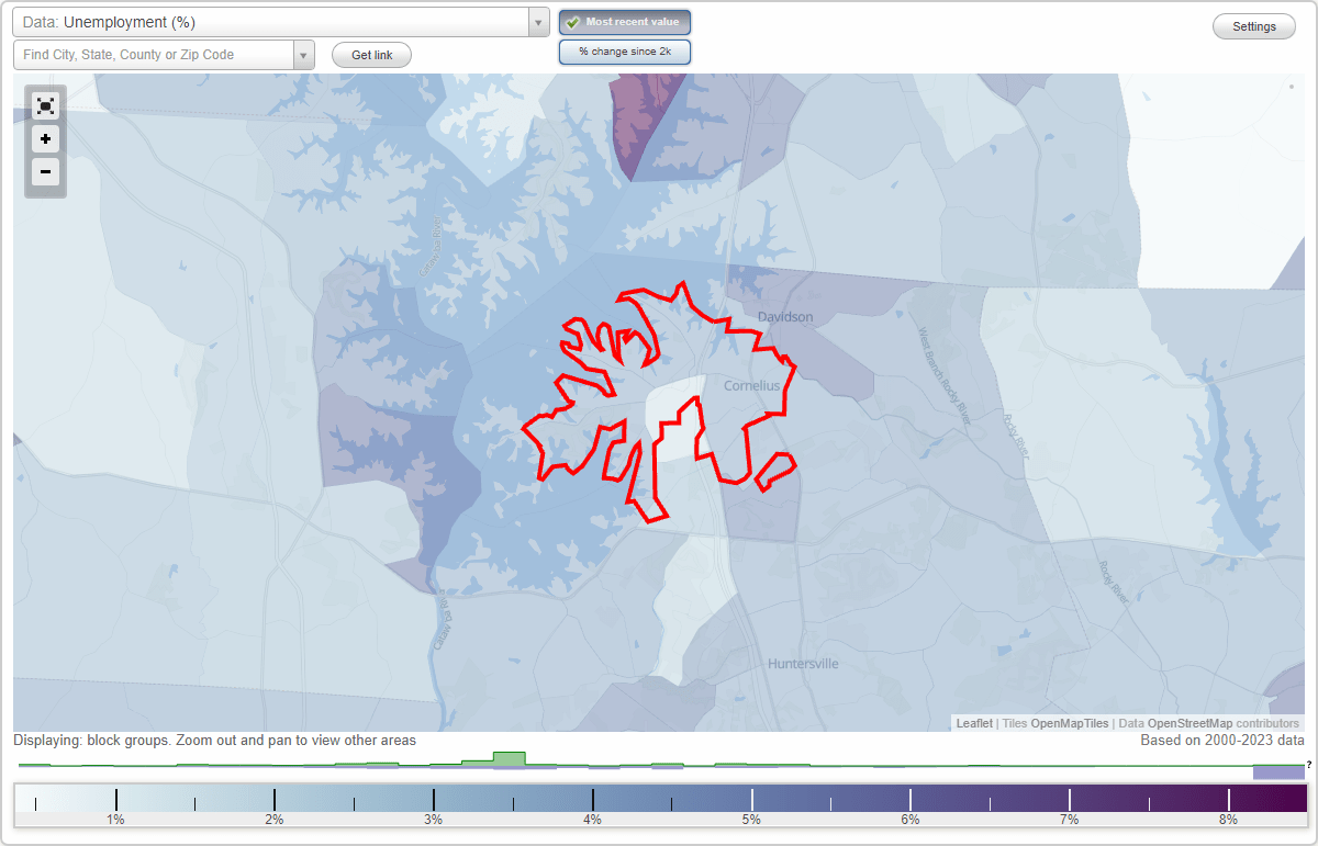 Work and Jobs in Cornelius, North Carolina (NC) Detailed Stats
