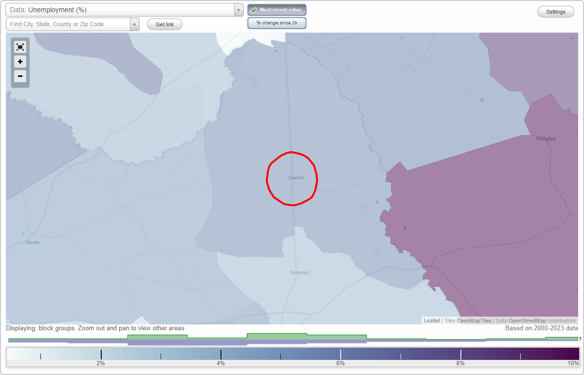 Work and Jobs in Coward, South Carolina (SC) Detailed Stats