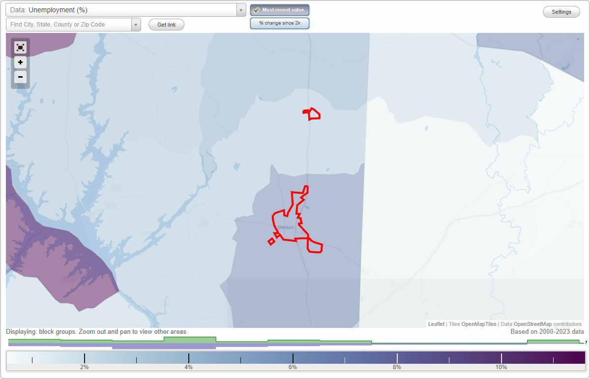 Work and Jobs in Denton, North Carolina (NC) Detailed Stats