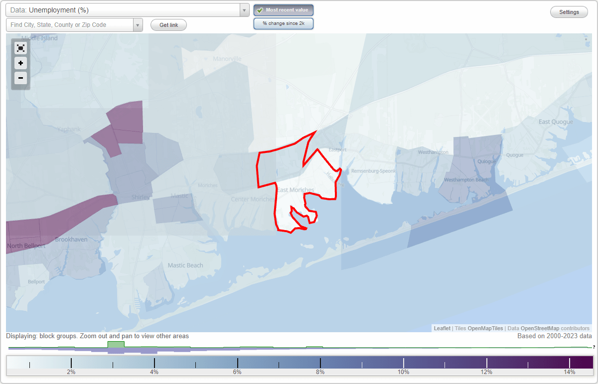 Work and Jobs in East Moriches, New York (NY) Detailed Stats