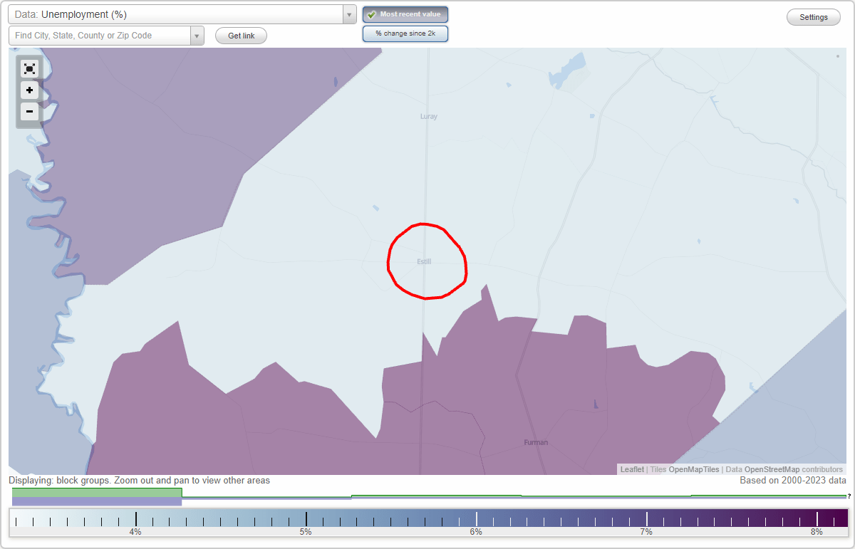 Work and Jobs in Estill, South Carolina (SC) Detailed Stats