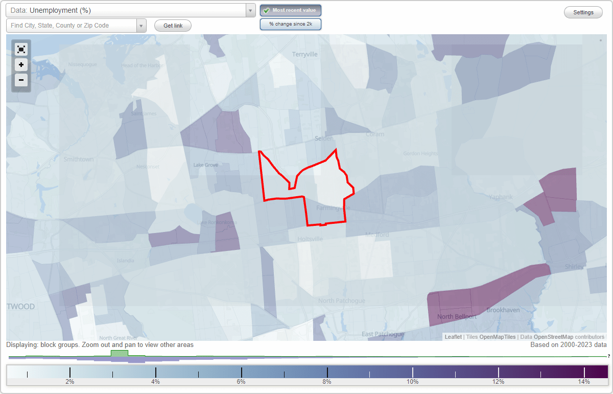Work and Jobs in Farmingville, New York (NY) Detailed Stats