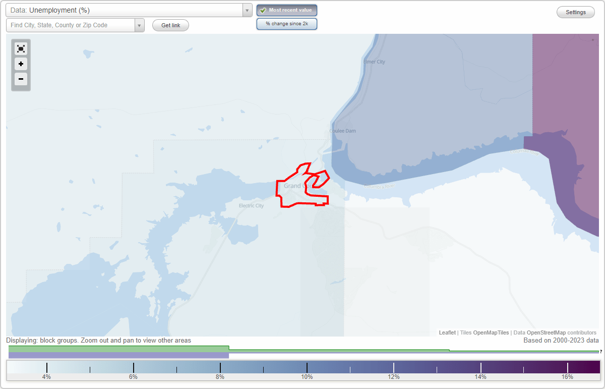 Work and Jobs in Grand Coulee, Washington (WA) Detailed Stats
