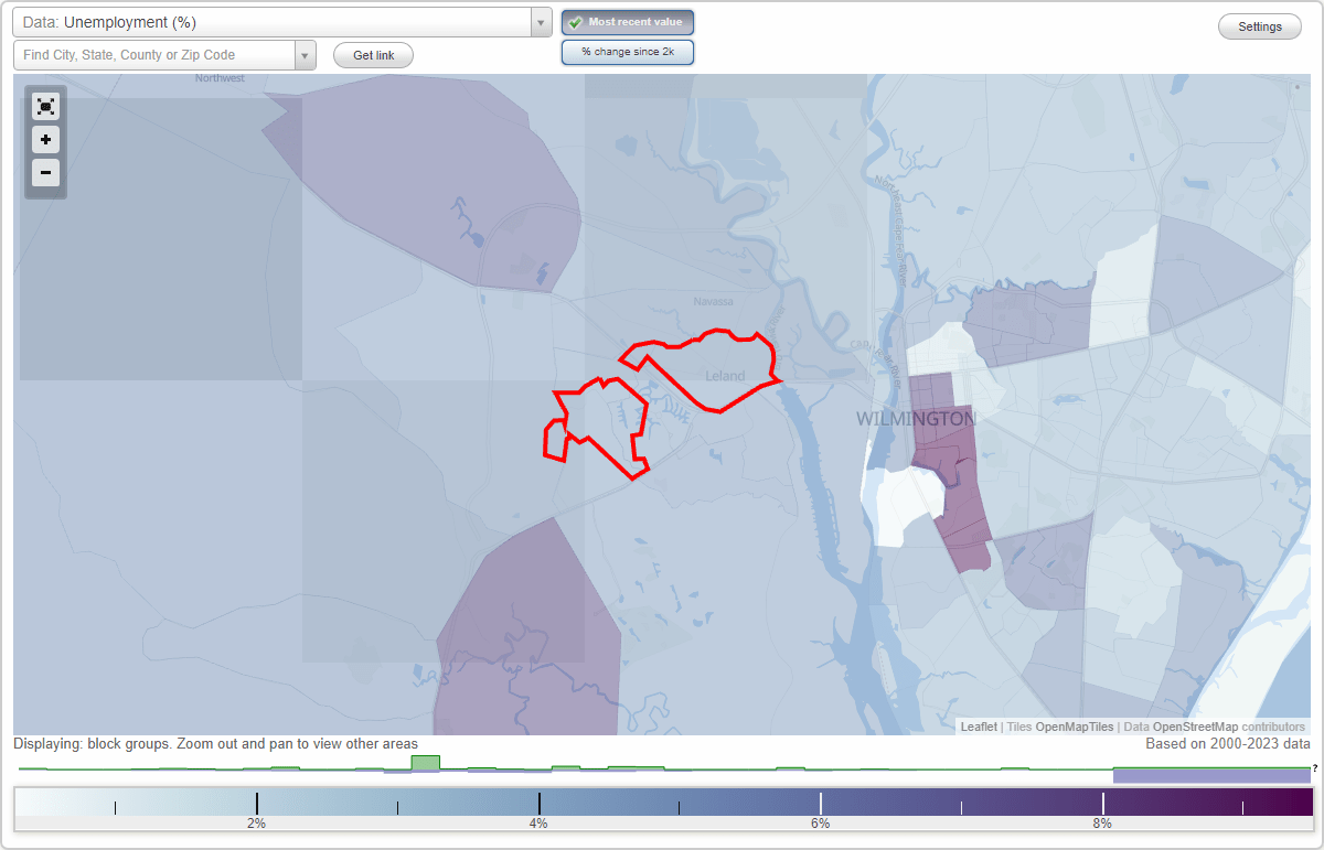 Work and Jobs in Leland, North Carolina (NC) Detailed Stats
