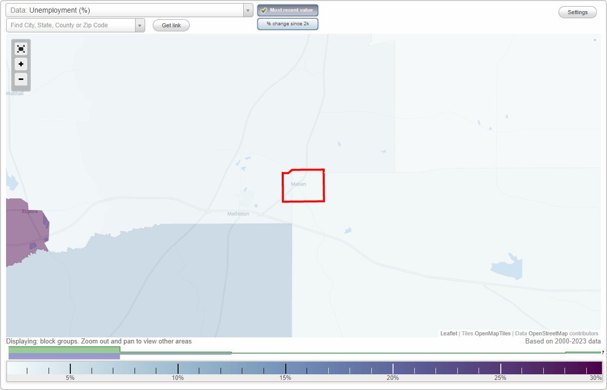 Work and Jobs in Maben, Mississippi (MS) Detailed Stats Occupations