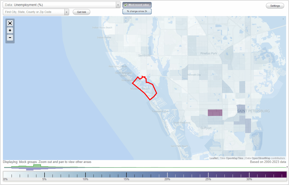 Work and Jobs in Madeira Beach, Florida (FL) Detailed Stats