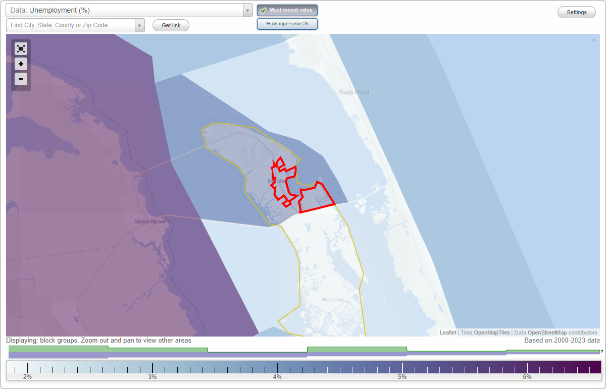 Work and Jobs in Manteo, North Carolina (NC) Detailed Stats