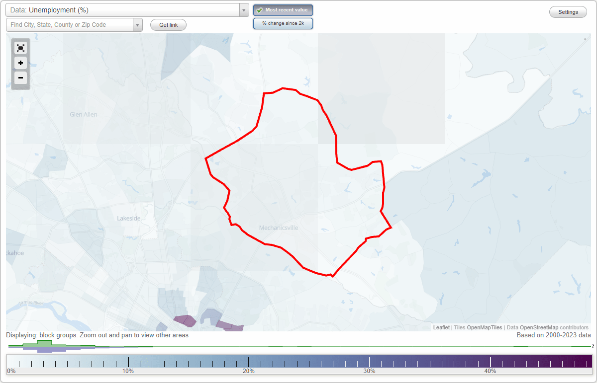Work and Jobs in Mechanicsville, Virginia (VA) Detailed Stats