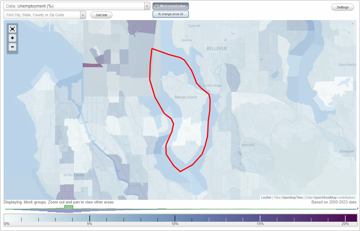 Work and Jobs in Mercer Island, Washington (WA) Detailed Stats