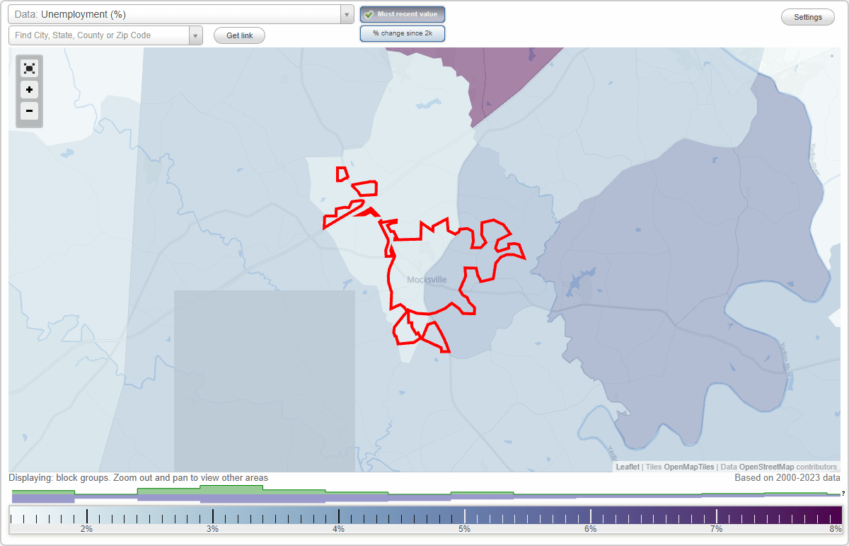 Work and Jobs in Mocksville, North Carolina (NC) Detailed Stats