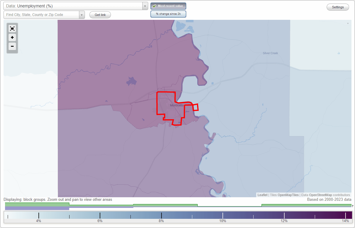 Work and Jobs in Monticello, Mississippi (MS) Detailed Stats