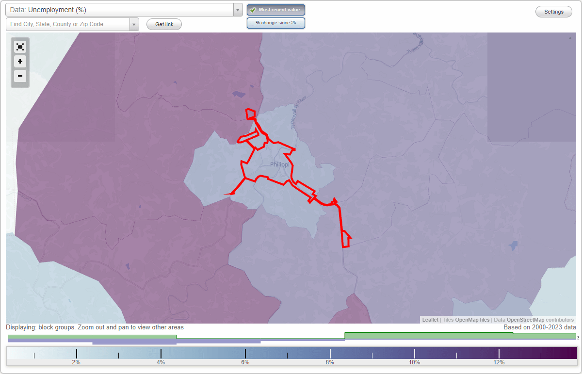 Work and Jobs in Philippi, West Virginia (WV) Detailed Stats