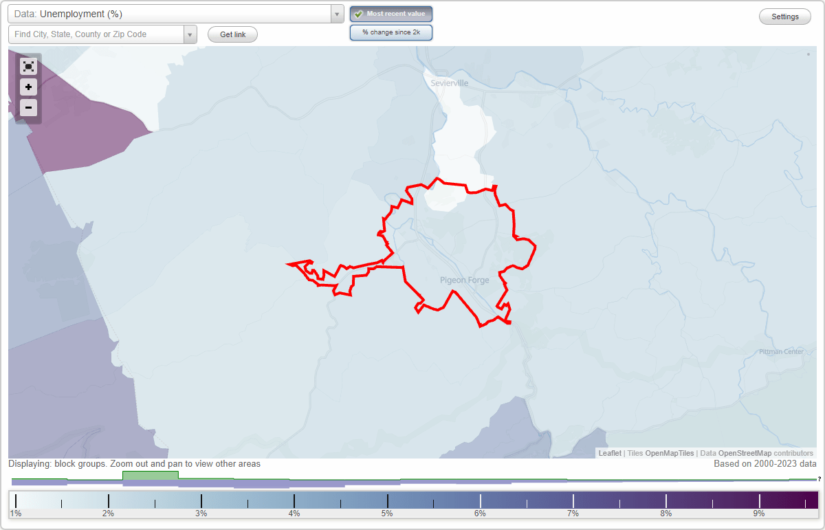 Work and Jobs in Pigeon Tennessee (TN) Detailed Stats