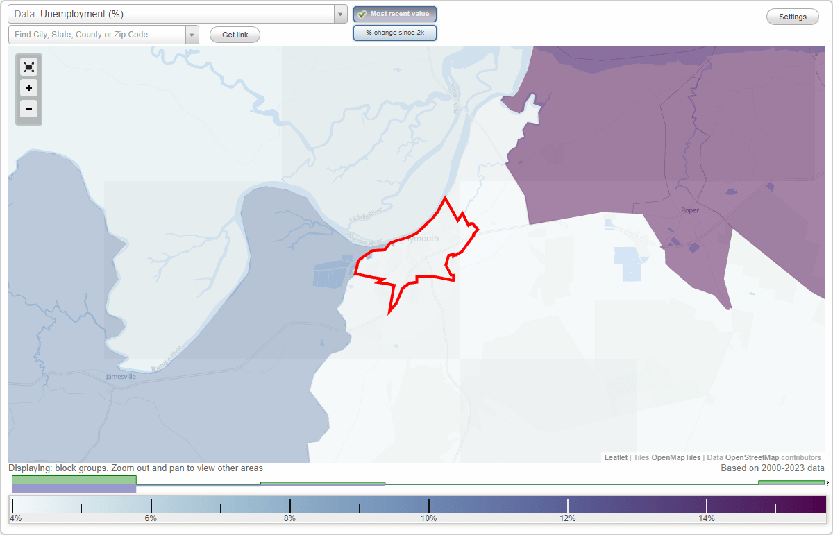 Work and Jobs in Plymouth, North Carolina (NC) Detailed Stats