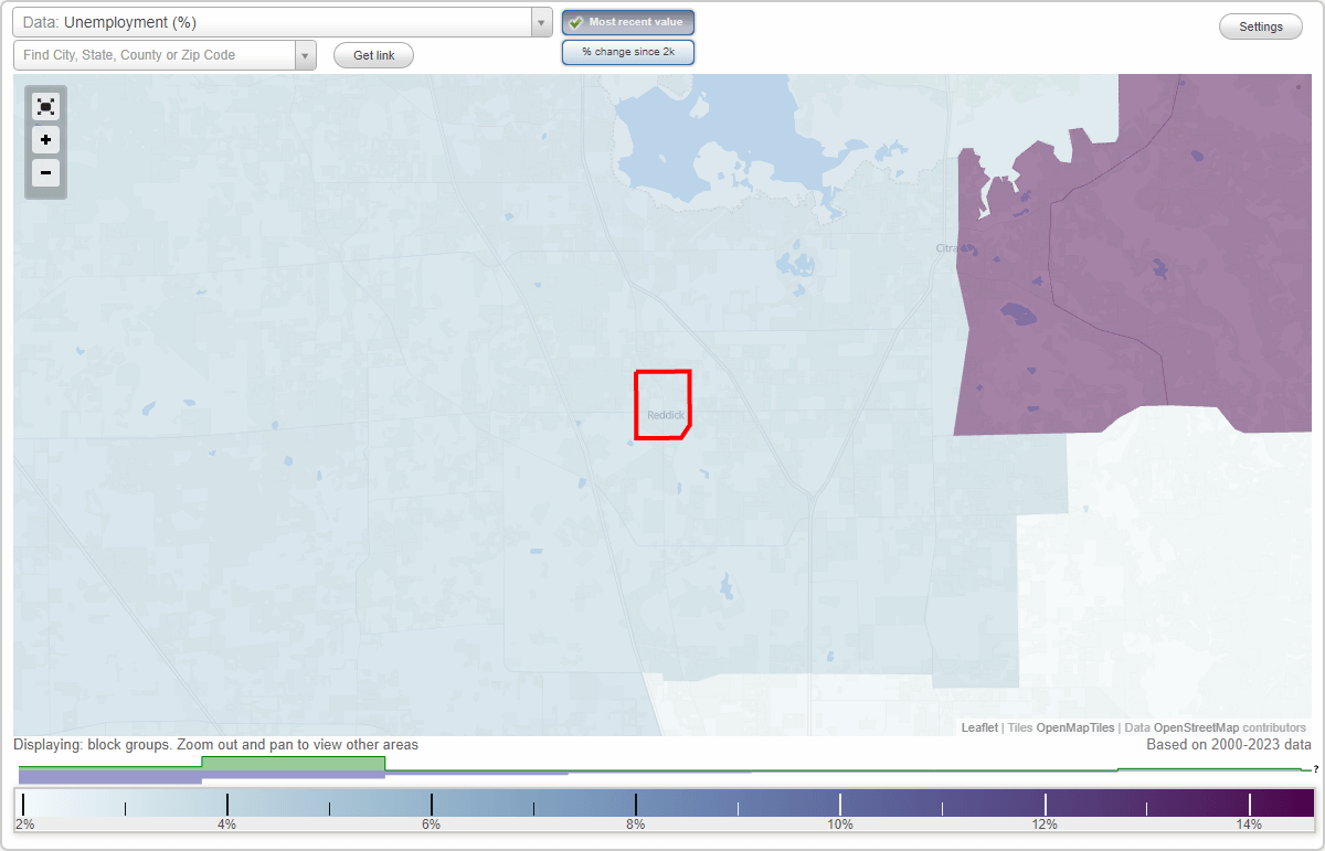 Work and Jobs in Reddick, Florida (FL) Detailed Stats Occupations, Industries, Unemployment