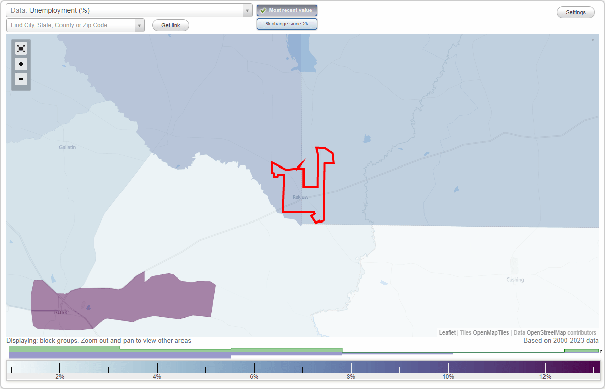 Work and Jobs in Reklaw, Texas (TX) Detailed Stats Occupations