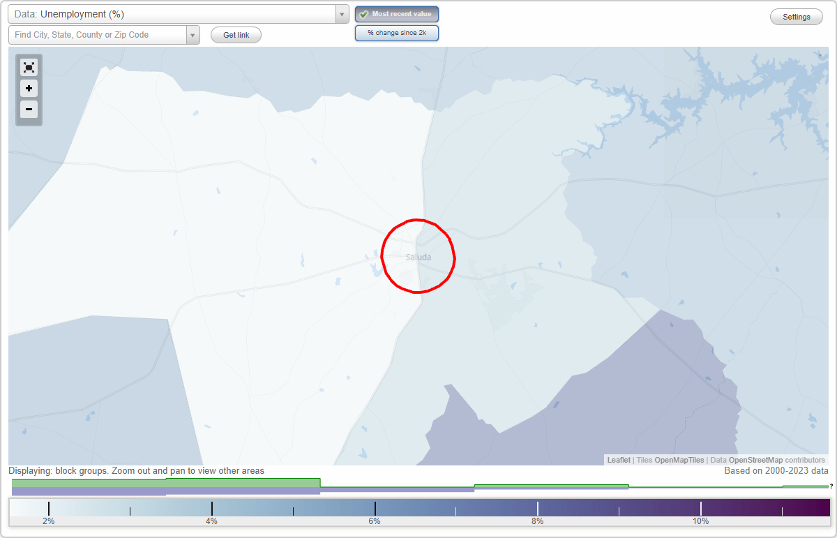 Work and Jobs in Saluda, South Carolina (SC) Detailed Stats