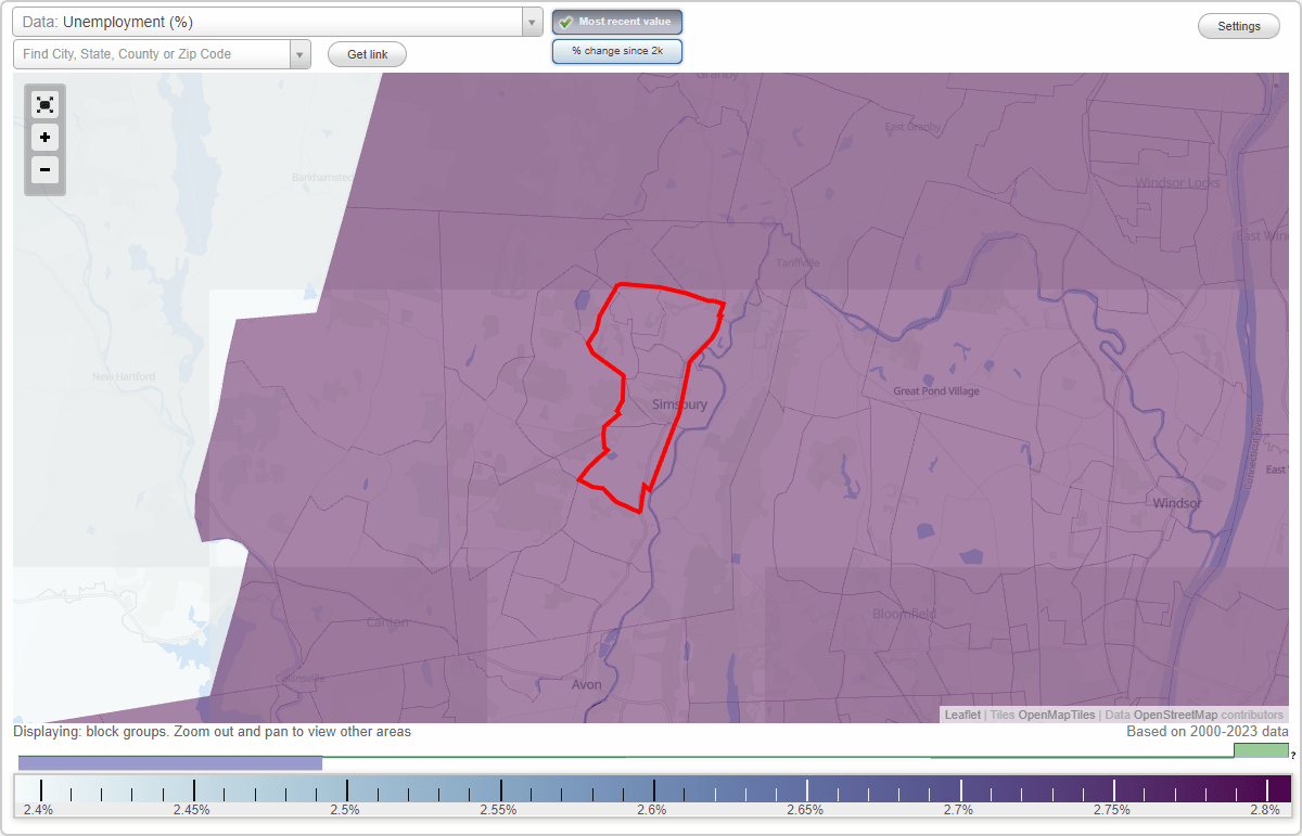 Work and Jobs in Simsbury Center, Connecticut (CT) Detailed Stats